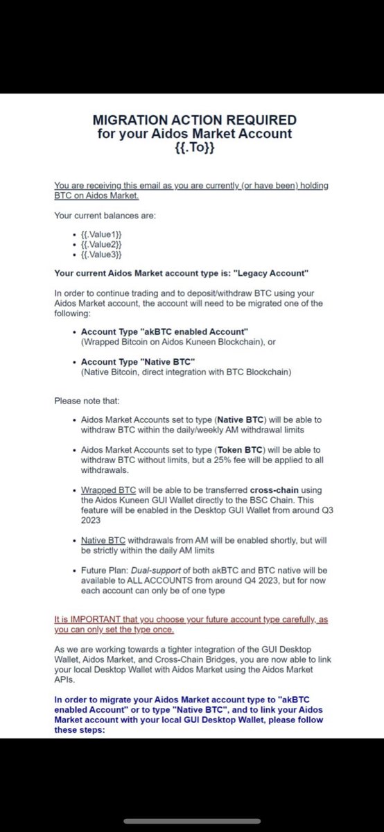 musclecrypto's tweet photo. 注：まだ移行されていないアカウントは、AIDOSマーケットでゼロ（0）のBTC残高が表示されます。 これらの手順を実行すると、AIDOSマーケットのBTC残高が再び利用可能になります。

移行は14日以内に行わなければならない。4月16日までに移行されていないアカウントは凍結され、サポートリクエスト… https://t.co/eTJvjDef62