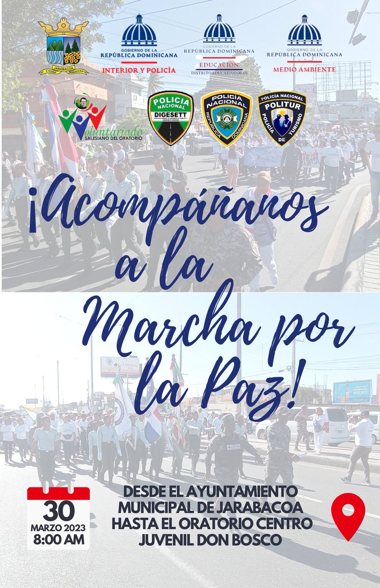 sectvulnerables's tweet photo. ¡Acompáñanos a la Marcha por la Paz! 🕊️
📍 Ayuntamiento Municipal de Jarabacoa
📅 30 de Marzo 2023 | 8:00 AM https://t.co/mrYldtwtaj