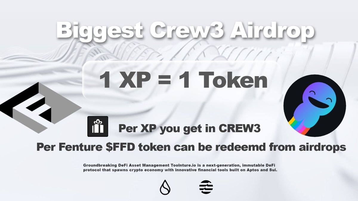 FentureFinance's tweet image. Attention Fenturers 🔥

Launch imminent🚀

Per 1 XP you get in our Crew3, 1 $FFD  can be redeemed from our future #airdrops 🚀

You have been amazing in supporting us at the @AptoslaunchIO Spaceport Vote🔥  

Keep supporting us and join our crew3 at crew3.xyz/c/fenturefinan…