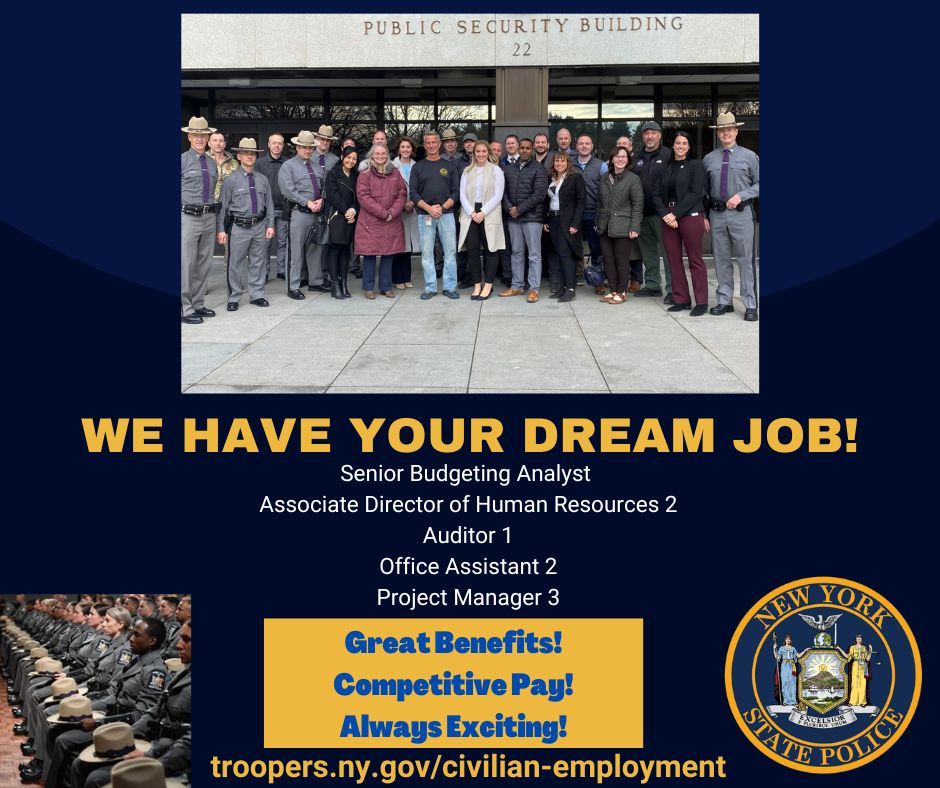NewYorkStatePolice on Twitter "We are hiring! For a list of our