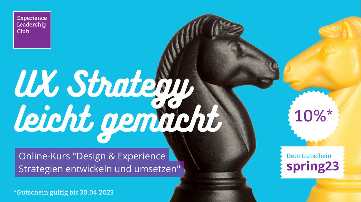 UX-Strategie hilft Dir eine UX-Vision zu erreichen. Sie gibt Klarheit über Ziel &amp; Überblick über die Handlungsfelder. Sie hilft Kurs zu setzen &amp; zu halten. Mein Kurs zu UX Strategy macht die Strategiearbeit leicht. Bis 30.4. 10%-Rabatt 👉 user-experience-blog.de/courses/design…