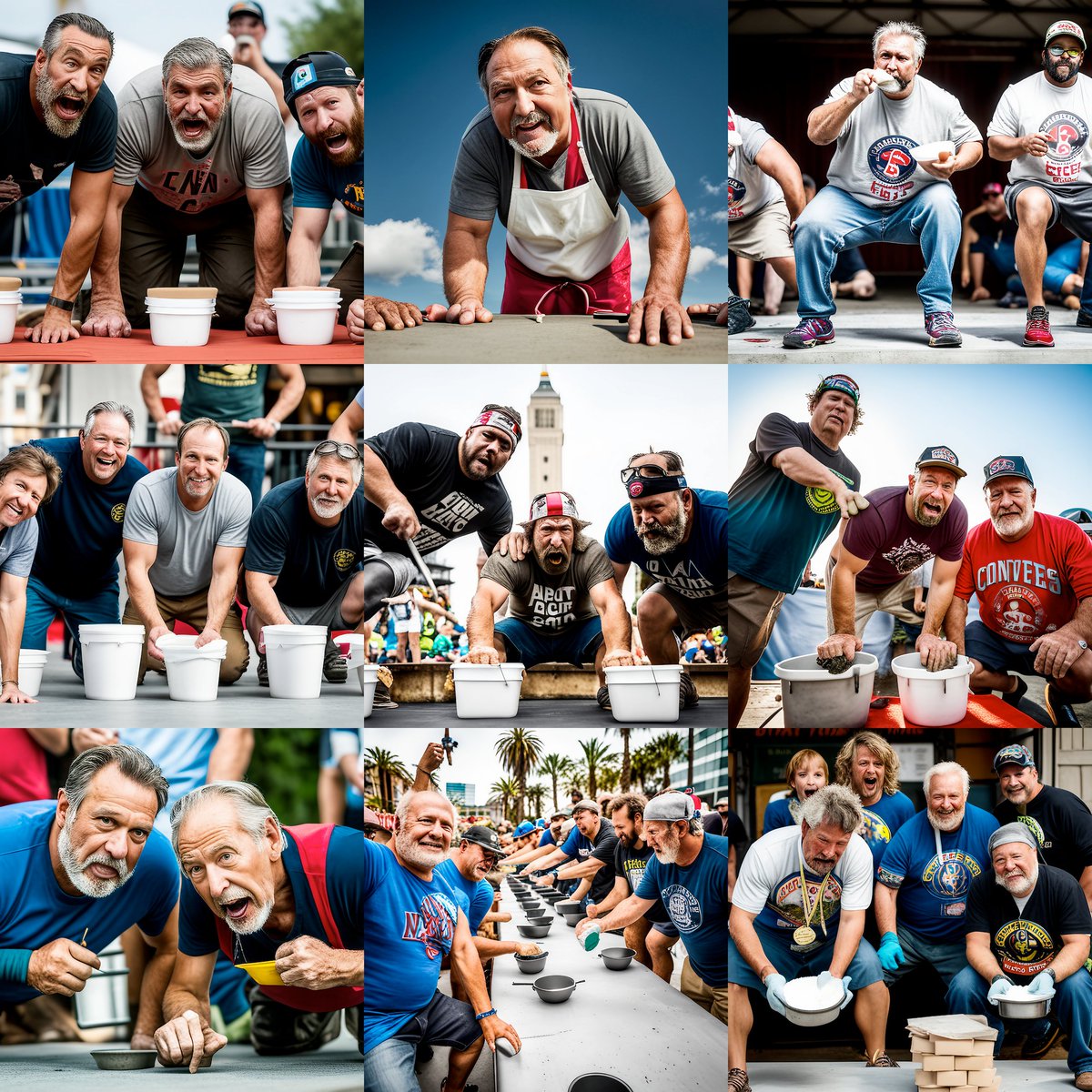 hardmaru's tweet image. Prompt: “Annual Concrete eating contest”

#StableDiffusionXL #AIart