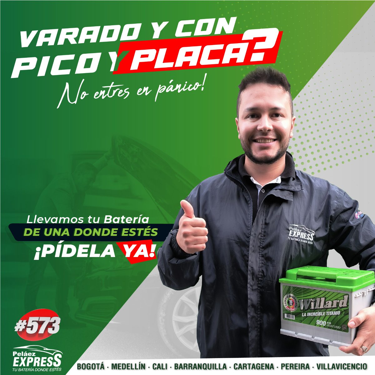 PelaezHermanosS's tweet photo. #NadaNosDetiene 💪🏻 para llevarte la #BuenaEnergía ⚡ donde estés.Nuestros asesores expertos del 📲 #573 están listos para agendar el domicilio de tu Batería Willard y dejar tu vehículo listo para cualquier terreno.
👉🏼 ¡Prográmala ya! llamando al #573 o pídela por Whatsapp https://t.co/d0Nv5hYFbz