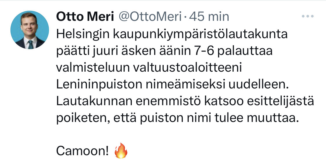 tempusultima's tweet photo. TwitterissÀ ollaan jÀrkyttyneitÀ kun mm Agatha Christien kirjojen tekstiÀ on alettu muuttaa poliittisesti korrektimpaan muotoon. Nyt osa poliitikoista haluaa myös kirjoittaa historiaa uusiksi ja mitÀtöidÀ Leninin merkitys Suomen historiassa. Huh, huh. #leninpuisto #alppila https://t.co/z2fnYFgTXk