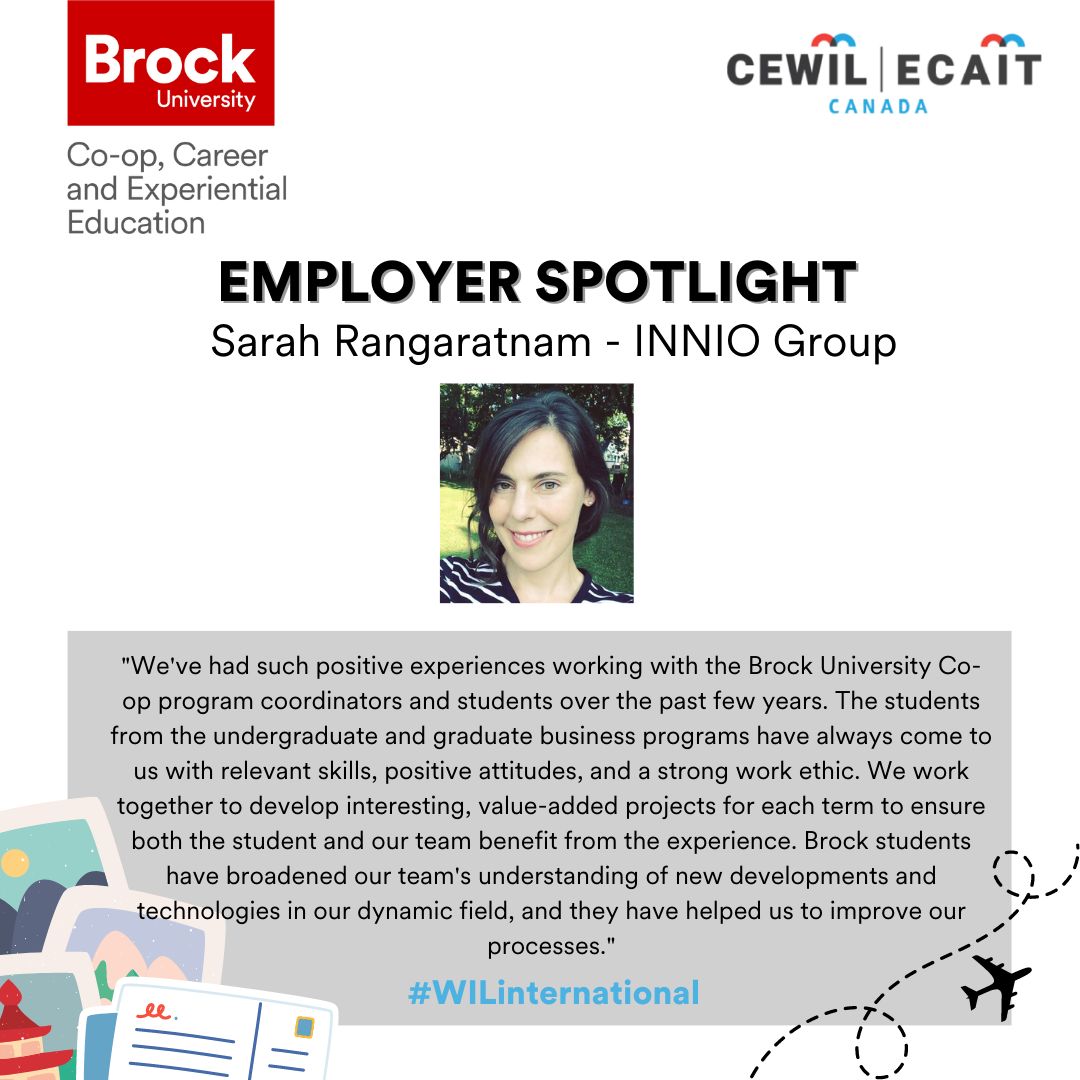 BrockCareerZone's tweet photo. Hey Badgers, Here we have Sarah Rangaratnam from INNIO Group. Sarah has been a great edition to the Brock Co-op family. Students have enjoyed their time at this company. We hope to keep working with Sarah in the future! #WILInternational #WILMonth #WIL #CEWIL2023 #CEWIL https://t.co/8IDJZCuwP6
