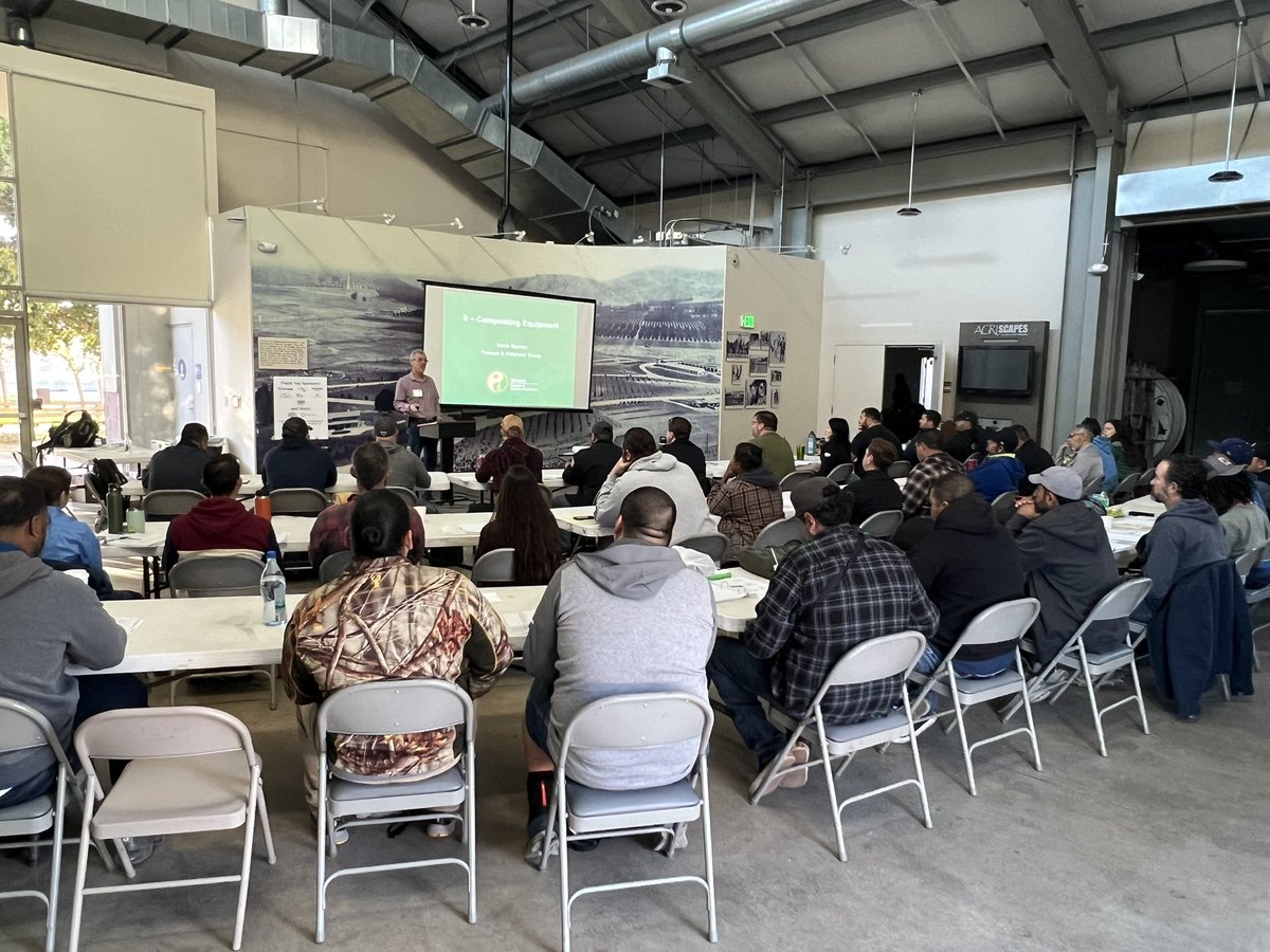 CompostPro's tweet image. Day 2 of the USCC Compost Operator Training Course in Pomona. Thankful to have industry veterans like Kevin Barnes sharing his quarter century of equipment knowledge. #compost #composting #compostingcou