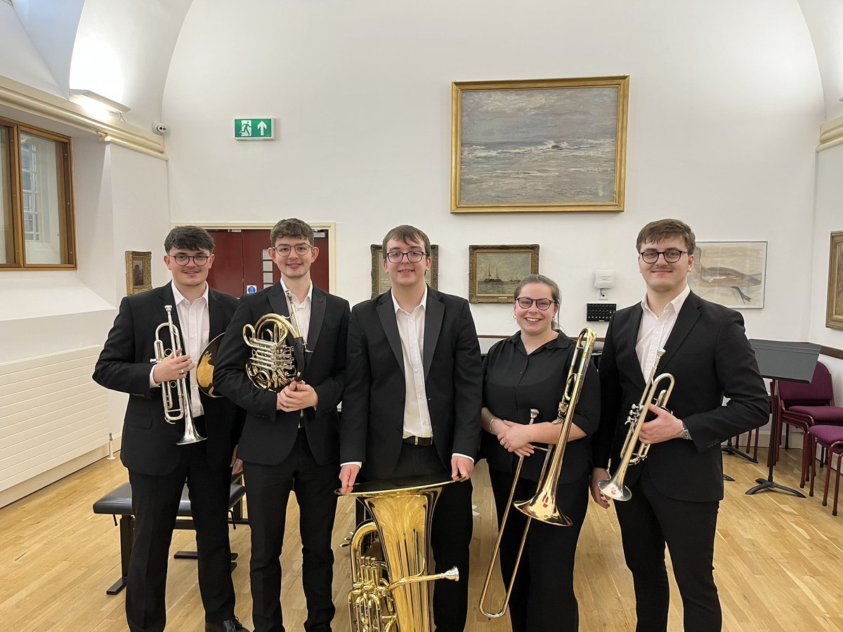 Runaway_Brass's tweet photo. Delighted to announce that this afternoon we have won the RWCMD Philip Jones Brass Ensemble competition playing Anthony Plog’s Four Sketches! 🎨🔥

Congratulations to all who took part in the competition, it was great afternoon made extra special with Ursula Jones on the panel 🎺 https://t.co/I5sBeC24P7