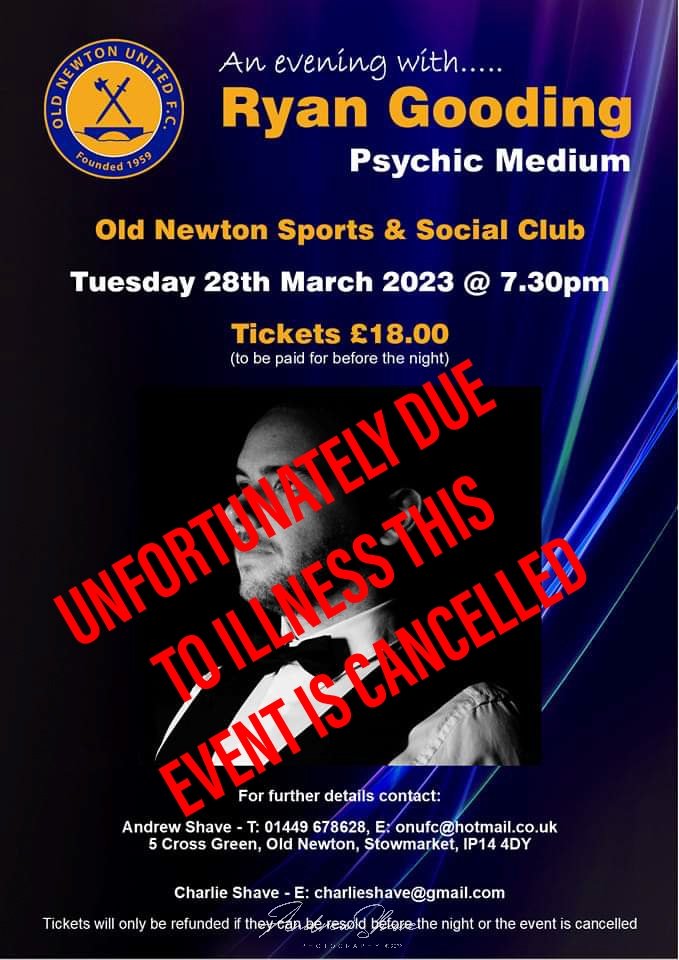OldNewtonUnited's tweet photo. Apologies this evenings event has been cancelled due to illness. As soon as we have alternative dates we will be in touch to either transfer to that date or organise a refund (where appropriate). Please share to spread the word https://t.co/wPYSeJcffs
