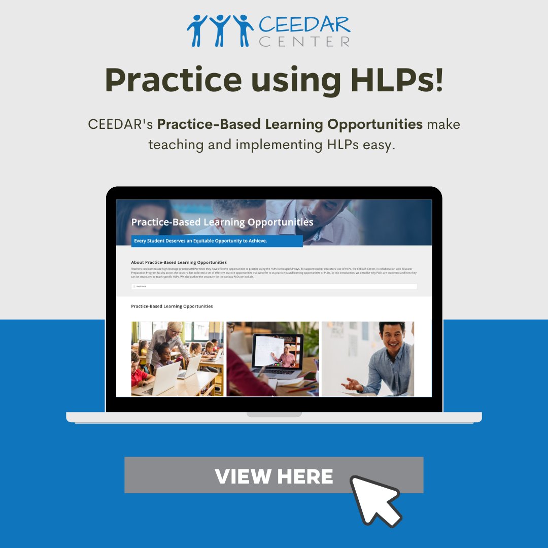 Need practice using HLPs? CEEDAR's Practice-Based Learning Opportunities can help! ceedar.education.ufl.edu/plos #HighLeveragePractices