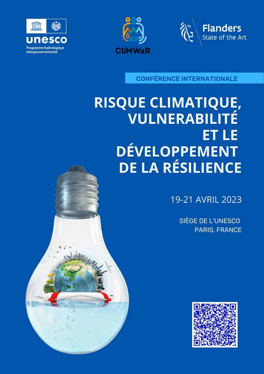 unescoWATER (@unescoWATER) on Twitter photo 2023-03-28 15:34:04 Le programme préliminaire de la Conférence internationale sur les risques climatiques et le développement de la résilience est maintenant disponible.👉 bit.ly/3LZWjJx Pour plus de details👉bit.ly/3TLSibx. 📅Du 19-21 avril Lieu : @UNESCO Paris et en ligne Le programme préliminaire de la Conférence internationale sur les risques climatiques et le développement de la résilience est maintenant disponible.👉 bit.ly/3LZWjJx Pour plus de details👉bit.ly/3TLSibx. 📅Du 19-21 avril Lieu : @UNESCO Paris et en ligne