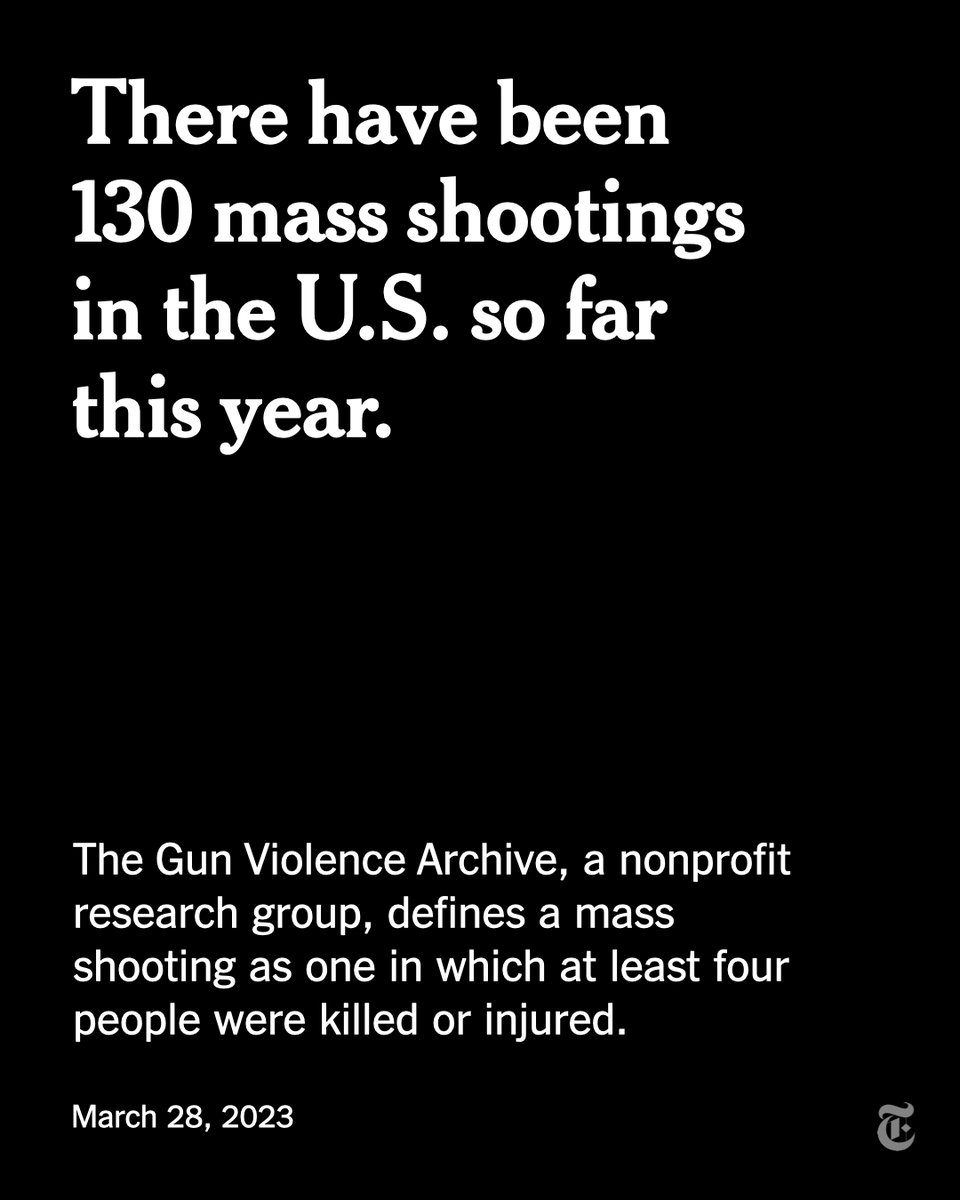nytimes's tweet photo. The U.S. has gotten no reprieve from its epidemic of mass shootings. There have been 130 mass shootings so far this year, according to the Gun Violence Archive. https://t.co/XOy1DQFETd https://t.co/0J6amVbR9b