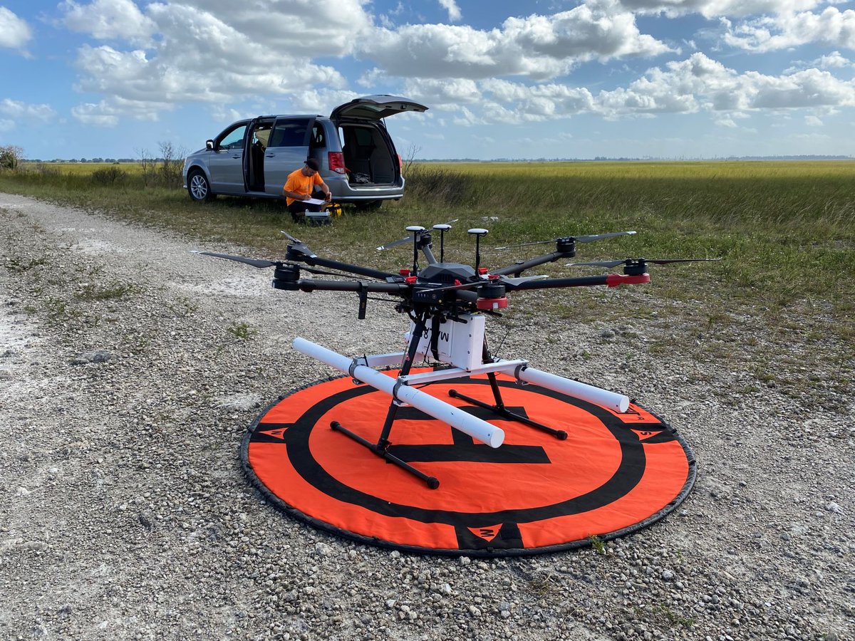 USGS_UAS's tweet photo. USGS @USGS_Water and New York Water Science Center recently tested ground-penetrating radar on a drone for mapping peat. This was part of a collaboration with @FloridaAtlantic to study and locate large carbon gas releases from peat soils in the swampy wetlands of the Everglades. https://t.co/kbDAgQ5z1q