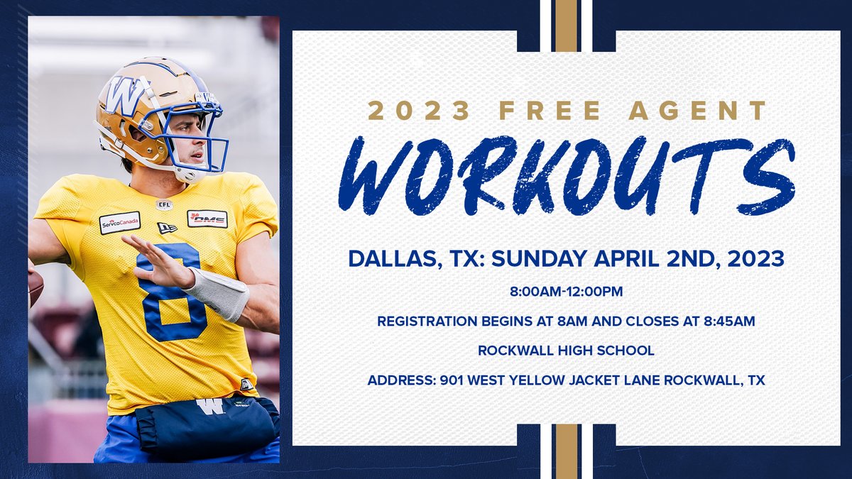 We're hosting a Free Agent workout in Dallas, Texas tomorrow‼️

Learn More » bit.ly/3CXteru
#ForTheW