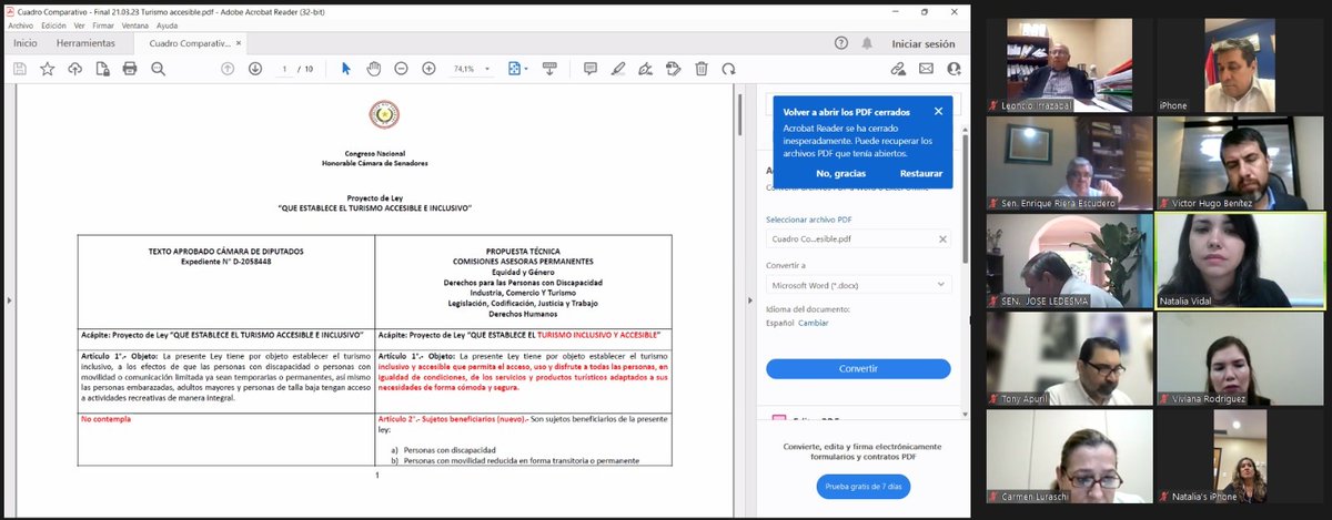 La Comisión de <a href="/DDHHSenadoPy/">Comisión de Derechos Humanos Cámara de SenadoresPy</a>, sesiona de manera virtual, presidida por el senador <a href="/LanzoniSenador/">Lanzoni Senador</a>, con la participación de los senadores <a href="/tonyapuril/">Tony Apuril</a>, <a href="/EnriqueRieraE/">Enrique Riera Escudero</a> y <a href="/PakoLedesma/">Jose Ledesma</a>.

#SenadoPy