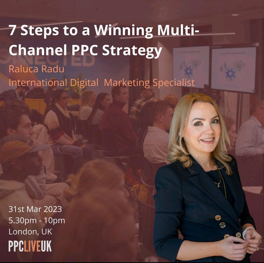 ppcliveuk's tweet photo. In 3 days we'll be celebrating Women's History Month!! 🥳 Why should you join us? 
Three amazing speakers: starting with @ralucaraduMTH talking about 7 steps to a winning multi-channel PPC Strategy. 
#ppcchat https://t.co/lgqYzUMhPK https://t.co/rIVOsdNjd2