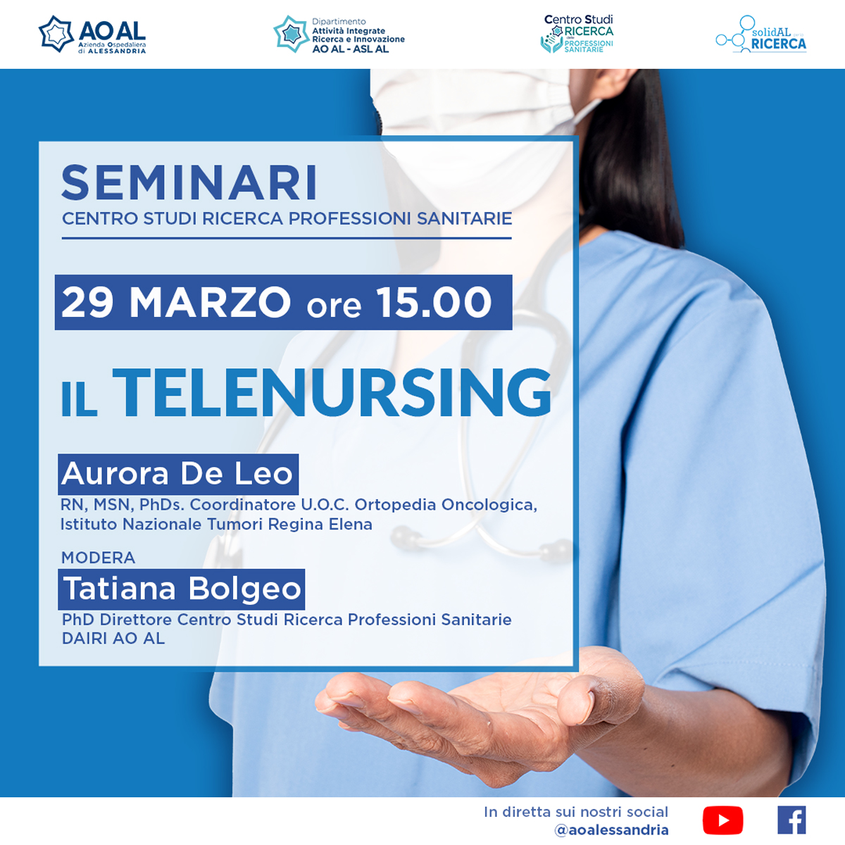 📌 Seminario del Centro Studi Professioni Sanitarie
📅29 marzo
⏰15

Segui l'evento sul #telenursing  in diretta
🌐youtube.com/live/QW10y4Rss…