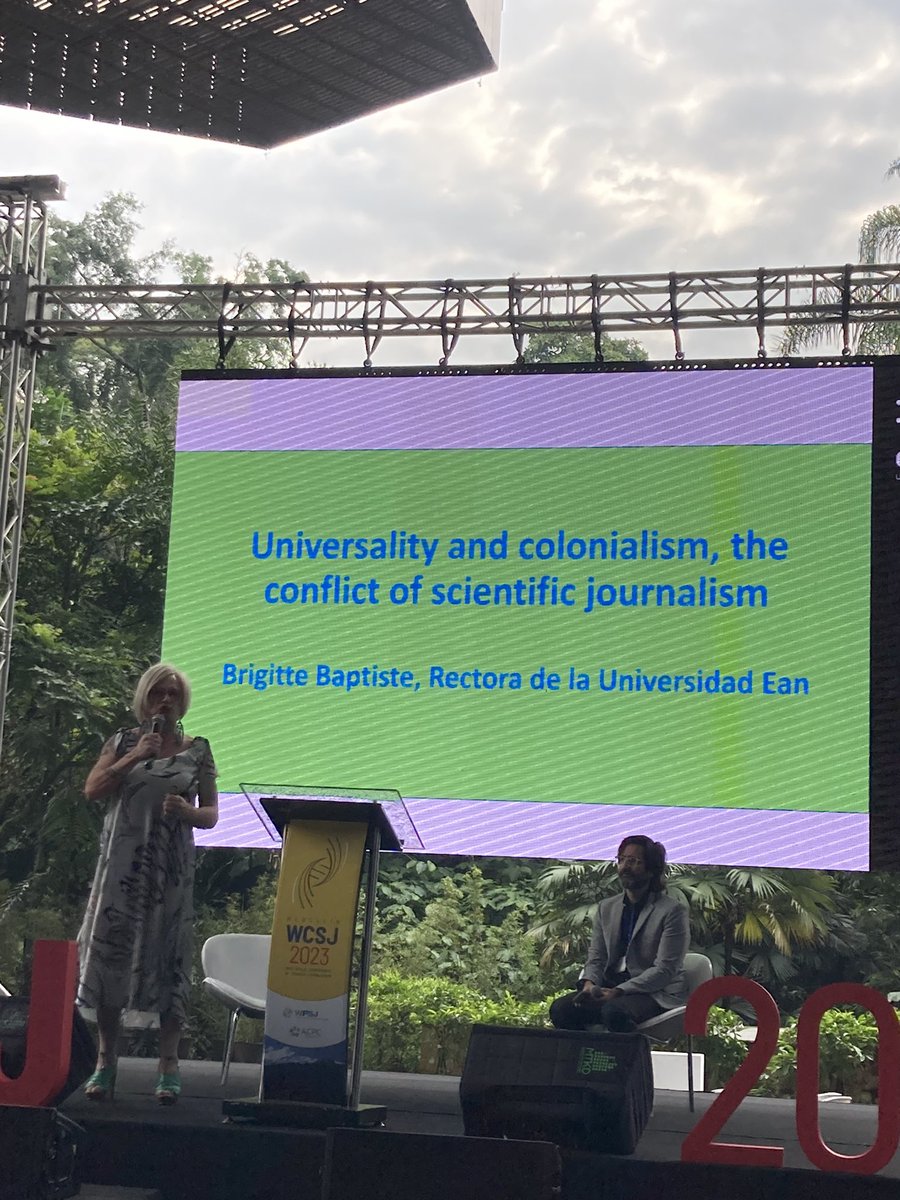 Brigitte Baptiste en la sesión de apertura del World Conference of Science Journalism, com una ponencia provocativa e inspiradora sobre los conceptos de biodiversidad y naturaleza #WCSJ23