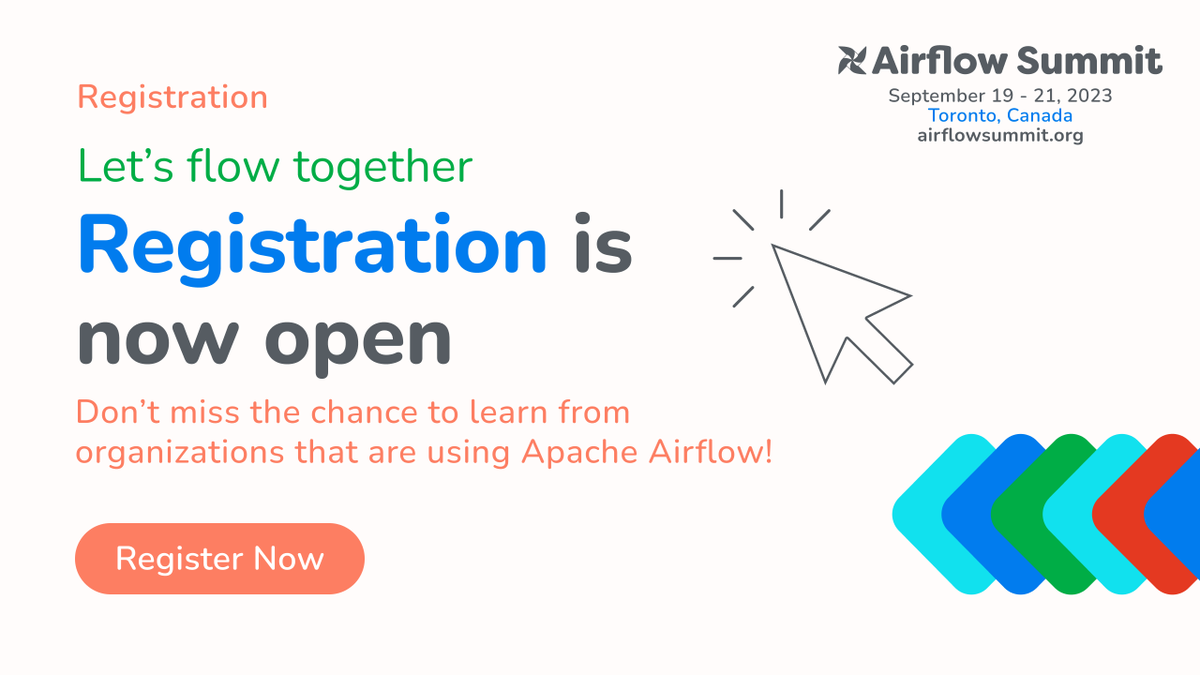 Registration is open! 

You can get your tickets now here 👇
airflowsummit.org/tickets/

#Airflow #ApacheAirflow #AirflowSummit2023