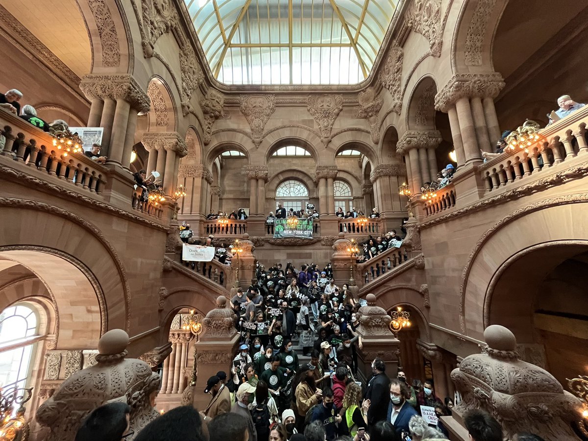 ResourceGenNYC's tweet photo. Today RGers are with @NYRenews and @TREEage_Team at the NY State Capitol to make sure this year’s budget proposal funds key components of the #ClimateJobsJustice package. 

@GovKathyHochul @CarlHeastie, it’s time to get off the fence and deliver on the $10 billion package! https://t.co/IdpWBlGiMO