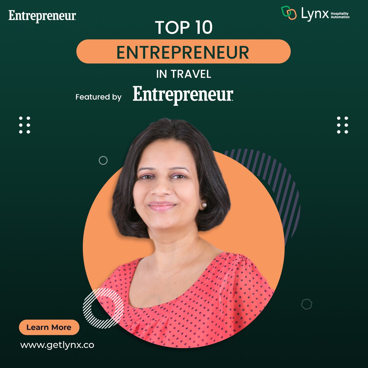 Honored and proud to announce that <a href="/lynx/">Lynx</a> Co-founder &amp; CEO @Resha Shroff is featured as one of the Top 10 Travel Entrepreneurs to watch in 2023 in Entrepreneur Magazine by Entrepreneur Media 

Read full story - bit.ly/3lQSAmL

#entrepreneurs #travel #hospitality