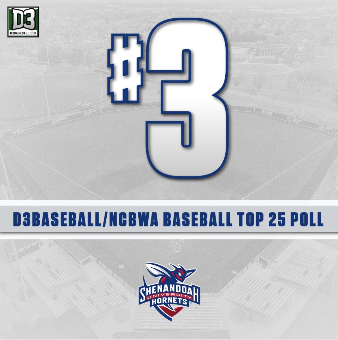 D3Baseball/NCBWA Baseball Top 25 Poll Week 5.

#DiamondHornets

<a href="/SUHornets/">Shenandoah Hornets</a> <a href="/ShenandoahU/">Shenandoah University</a> <a href="/d3baseball/">D3baseball</a>