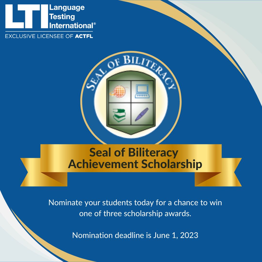 LTILanguageTest's tweet photo. 🏆🎖️ 🌐Teachers, mentors, administrators! You can now nominate your students for the Seal of Biliteracy Achievement Scholarship sponsored by Language Testing International. For more info & to submit your nomination: https://t.co/Y6QGIuEvk5
#SOBL #SealofBiliteracy #langchat https://t.co/jflVov2I5l