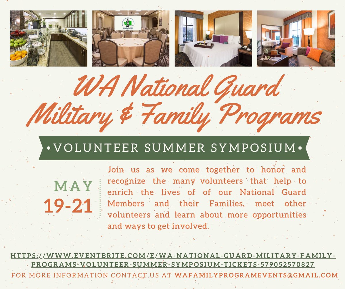 JSSWA's tweet photo. Save The Date! May 19th-21st WA National Guard Military &amp; Family Programs Volunteer Summer Symposium, an event honoring and recognizing our many volunteers. https://t.co/4Ok222jMzp

#washington #pnw #washingtonstate #washingtonnationalguard https://t.co/iYcEdFU8Q3