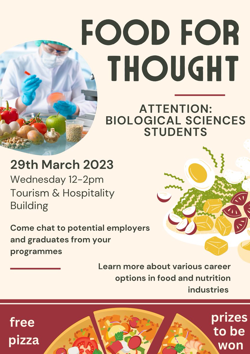 Looking forward to welcoming @follain @GlenilenFarm @ClonakiltyBP @tirlan_ @westcorkbiscuit @Tropicana @BlasNahEireann @AtlantiaT @MercyHospitalLI for our 'Food for Thought' event tomorrow Wednesday 29th March from 12-2pm @MTU_ie @BioSci_MTU  #jobfairy #biologicalsciences