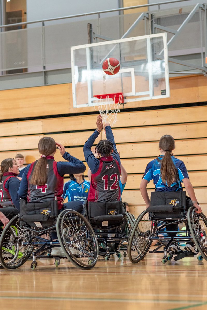 UCC's tweet image. 30 schools took part in the UCC Wheelchair Basketball4All Event 2023. 

Organised by @UCCSSPE students, it invited TY students to experience adapted physical activity in a fun, supportive and at times very competitive way. 

#PhysicalActivityForAll