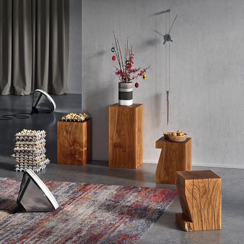 MODUMshop's tweet image. KLOTZ &amp;amp; PFEIFE in easter inspired interior 💛 Pure nature with open knots and cracks. Carved from single tree trunk. #furnitureproduction @vitamin_design #productdesign @gg_designart
.
#clockdesign @nomon_clocks_home
#lighting @foscarinilamps
#carpetd… instagr.am/p/CqVoGI-ISgq/