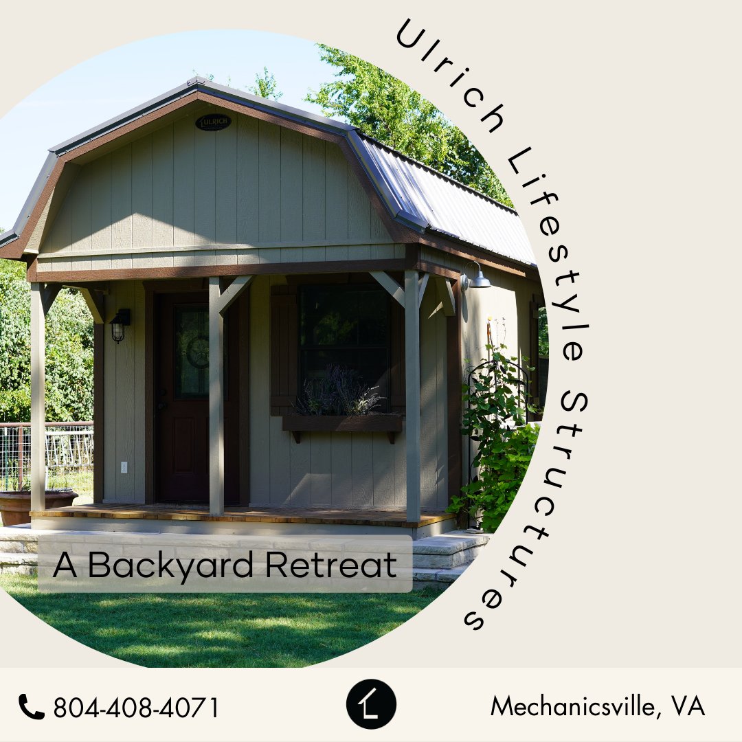 UlrichMechville's tweet photo. The right lifestyle structure is more than just four walls and a roof: It’s a place to make memories and enjoy new experiences. 
Come visit us at 5525 Mechanicsville Turnpike, Mechanicsville, VA 23111 and design your brand new hangout spot!

#Ulrich #UlrichSheds #Mechanicsville https://t.co/sJ6MY0oOlO