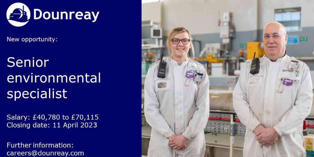 Dounreay is recruiting a senior environmental specialist to provide advice and guidance on the processes and standards for the ongoing management and ultimate closure of the low-level waste disposal facilities: dounreaycareers.com #DecommSkills