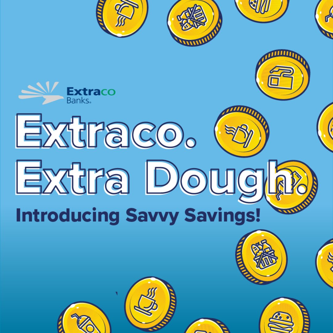ExtracoBanks's tweet image. Extraco, extra dough. Savvy Savings makes growing your savings account easier than pie. Learn more about our brand-new round-up feature using the link below! ✨💰

Learn More ➡️ extbnks.co/SavvySavings

#ExtracoBanks #SavvySavings