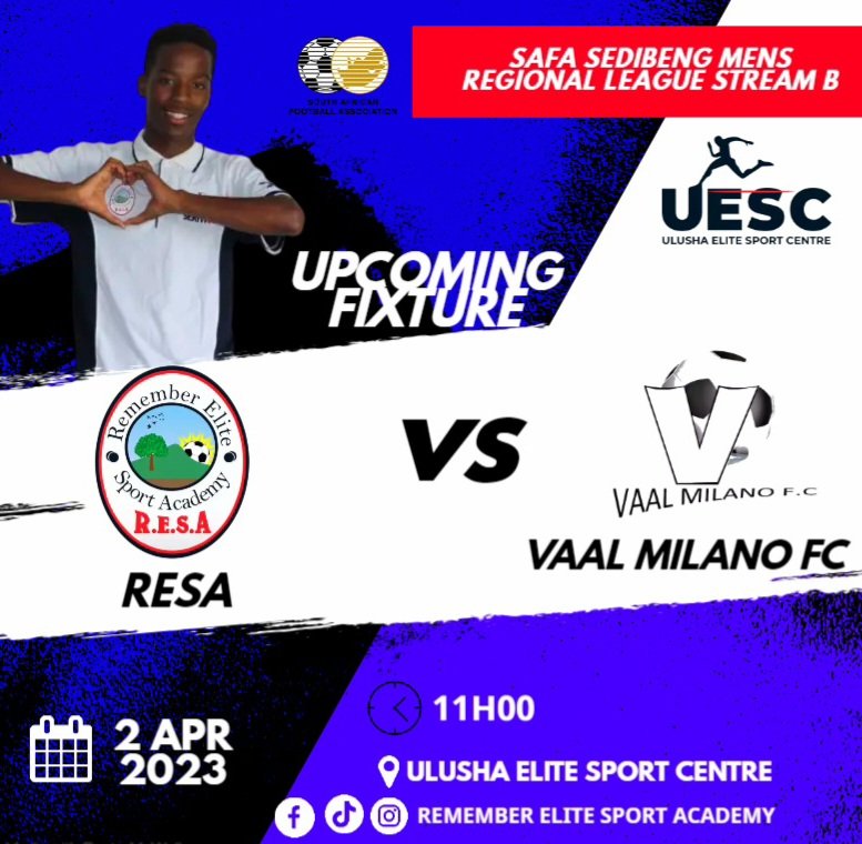 Resa_Sports's tweet photo. 🚨Upcoming Fixture🚨

RESA VS Vaal Milano 

Home Game this coming sunday , three points expected from the first time 

Kick off is 11am
🏟 Ulusha Elite Sport Centre, Vereeniging (President park) https://t.co/bFJv0NVfVu
