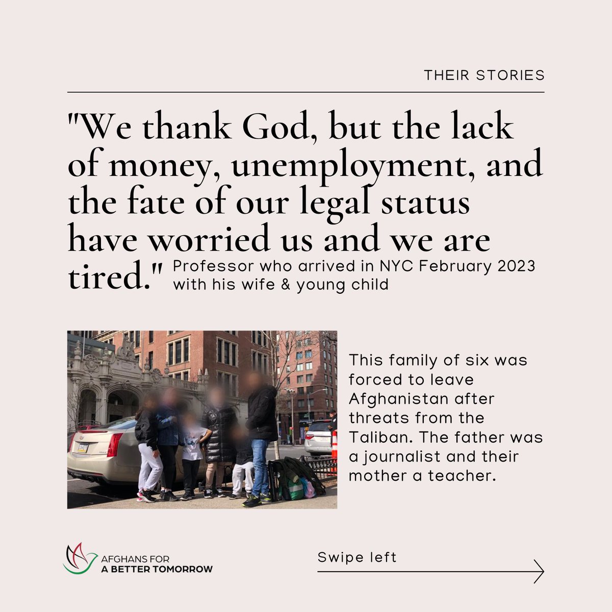 AfghansTomorrow's tweet photo. For the past few weeks and months, dozens of Afghans have made their way to New York City -- after making a dangerous 11-country journey that started in Brazil.

Now, these families face isolation and no support as they are scattered around the city in shelters and hotels. https://t.co/k5fwi7DBJR