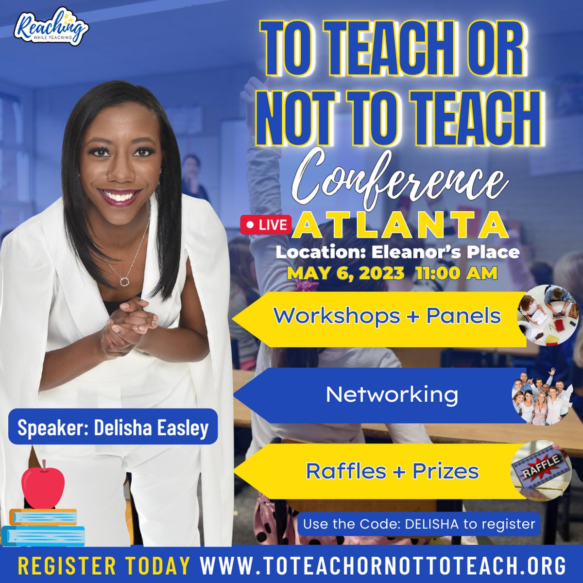 IAmDelishaE's tweet photo. IT'S TIME EDUCATORS! The tickets are on SALE! Use my code: DELISHA to receive a discount on this amazing one-day conference! If you are an Educator or love one this is where you all should be on May 6th. You will leave refreshed to complete your purpose in the classroom. https://t.co/u3tb2kra8A
