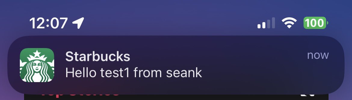 saniyasaxena's tweet photo. starbucks: hello test1 from seank 

this has me laughing so hard LOL good luck sean k from starbucks 🫡 https://t.co/3hYhWQvhtC