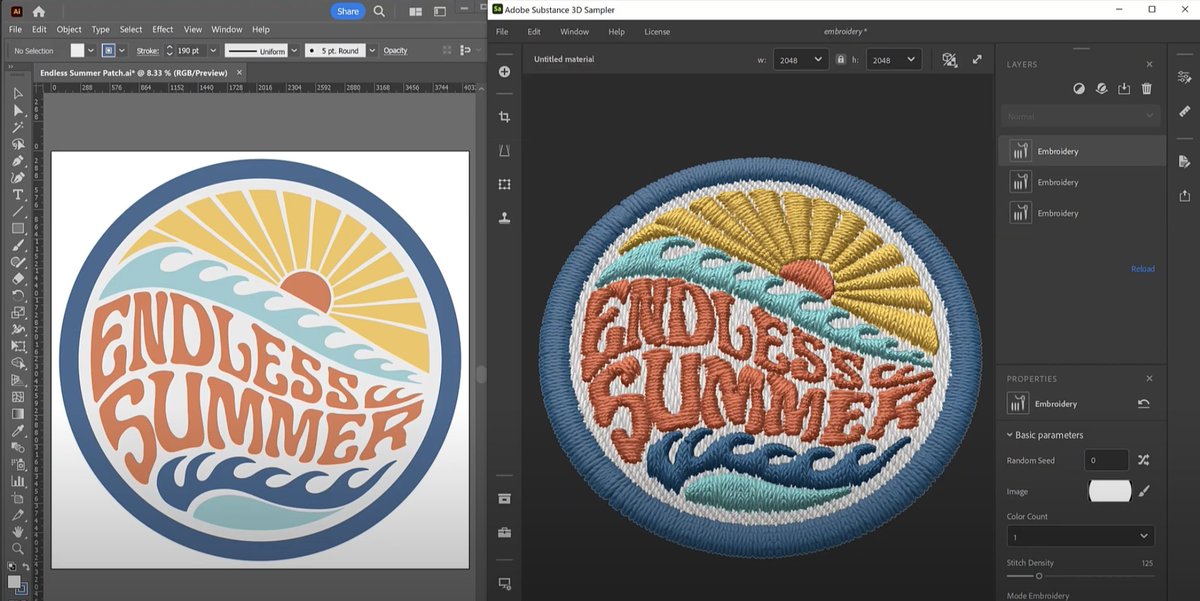 #Substance3DSampler's new update includes an incredible looking embroidery filter allowing to convert simple graphics into complex and fully customizable embroidered patches!
youtu.be/rt41h6GTbHg