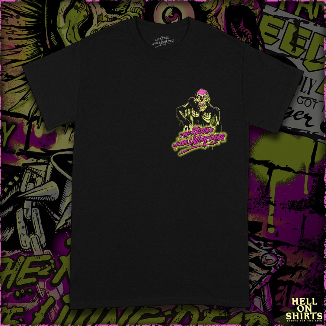 PuisCalzada's tweet photo. Happy to share with you the new collaboration i did with @hellonshirts for their new officially licensed “The Return of the living dead” collection! Pre-order coming pretty soon! Don’t miss it! Are you ready to party? #hellonshirts #thereturnofthelivingdead #officiallylicensed https://t.co/rYAH2LWcVM