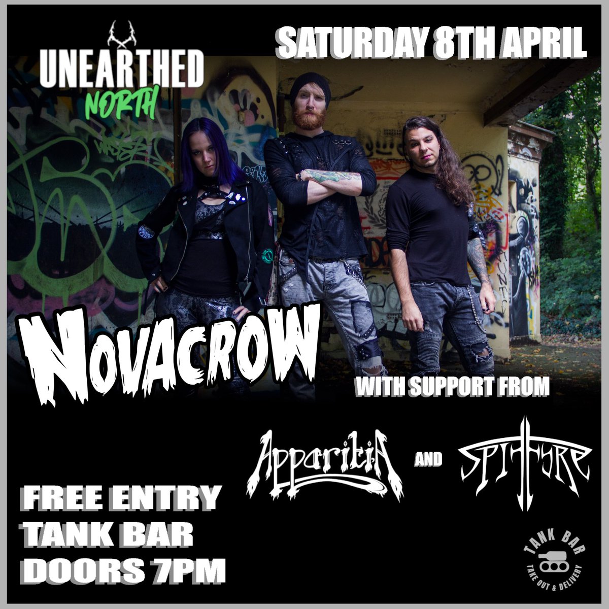 We’re playing TANK in St Helens next Saturday for a free entry show supporting <a href="/NovacrowBand/">Novacrow</a> with our pals in Spitfyre! Get down early to secure entry or you may miss out!
