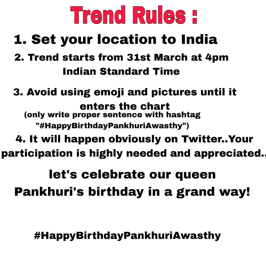 majumder_arya's tweet photo. Trend details of @Panawasthy_31 birthday 🎂!
Please join and make it grand! 😊
#PankhuriAwasthy 
#RaziaSultan #Razia #SuryaputraKarn #Draupadi #kqhak #Amala #yrkkh #Vedika #MaddamSir #AsiMira #MiraG #GudseMeethaIshq #Kaju https://t.co/Frjak78AYr