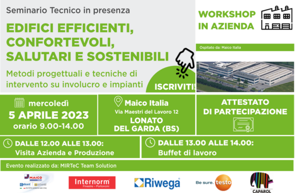 EnnioMerola's tweet photo. https://t.co/k9on9M0O2a: il 5 aprile dalle 9:00 in @MaicoItalia a Lonato d/Garda il Seminario "EDIFICI EFFICIENTI, CONFORTEVOLI, SALUTARI E SOSTENIBILI"; metodi progettuali e tecniche di intervento su involucro e impianti. Buffet di lavoro e attestato di partecipazione. https://t.co/g6WSfE3o6T