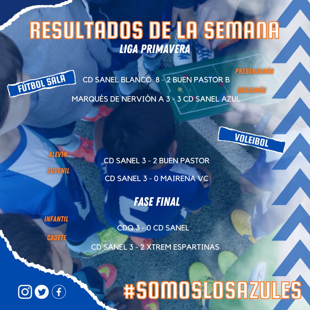 Resultados de la última jornada de liga primavera y fases finales 👉🏼
Nos vemos después de Semana Santa 😉

#SomosLosAzules 🔵⚪️