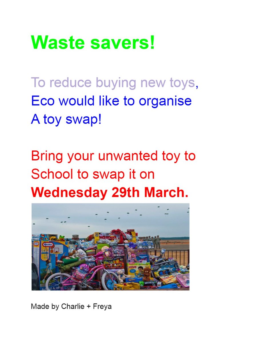 Mrs D (@5gdwcps) on Twitter photo Toy swap tomorrow Woodlands! <a href="/WBThePod/">The Pod</a> 
#ecoschools #reuse #wastebusters Toy swap tomorrow Woodlands! <a href="/WBThePod/">The Pod</a> 
#ecoschools #reuse #wastebusters