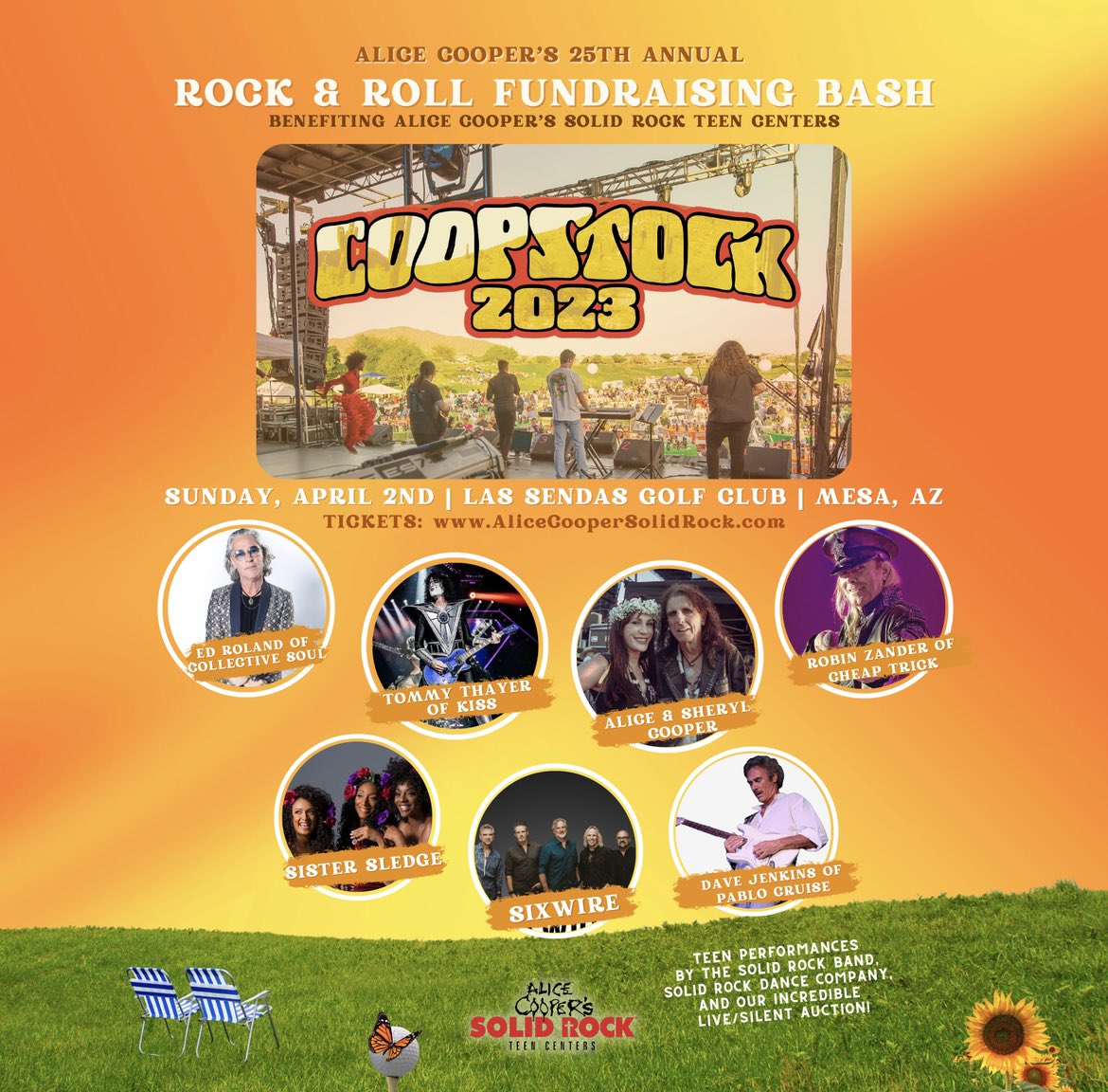 SisterSledge_'s tweet image. Arizona FAM, thrilled to announce we’ll be joining @alicecooper and a host of other awesome acts to perform at Coopstock on April 2nd. Join us to help raise funds for the amazing Solid Rock Teen Centres in AZ! 🧡 #SolidRock 
alicecoopersolidrock.com/event/coopstoc…