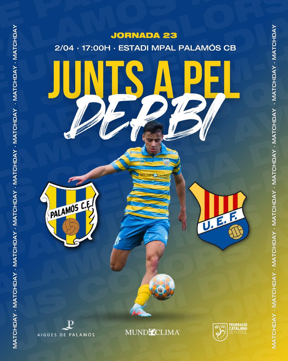 palamoscf's tweet photo. 👋🏼 DONCS JA EL TENIM AQUÍ💛💙

Diumenge el DERBI ⚔️⚔️

🆚 @UEFigueres 
🏟️ Palamós-Costa Brava
📅 28/3
🕢 17:00
🏆 Lliga #1cat1
📲 #PalamósCFUEFigueres 
📻 @radiopalamos 

A pels 3 punts! 🍍💛💙

#AixòNoPara #SomHiPalamós #PalamosCF #1cat1 #futbolcat #MésQueUnsColors https://t.co/BUKzfaWJ9G
