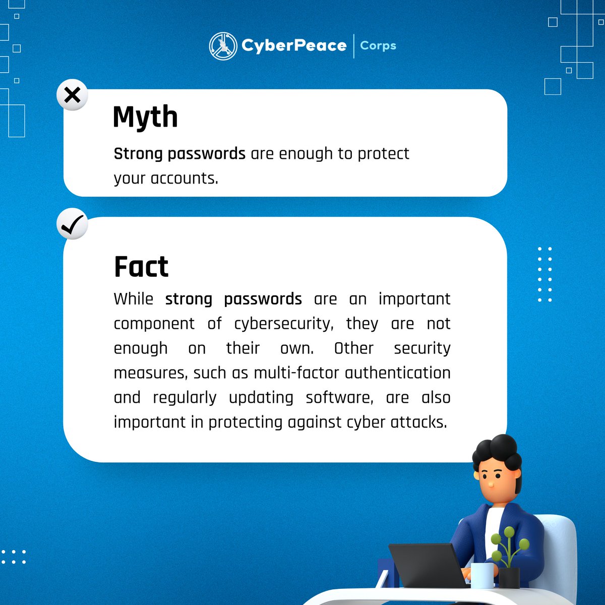 cyberpeacecorps's tweet image. #CyberSecurityTip | Set up your two factor authentication or multi factor authentication to make your online accounts even more secure and protect them against #cybercrimes. 

#CyberPeace☮️ #CyberSecurity #2FA #MythBuster