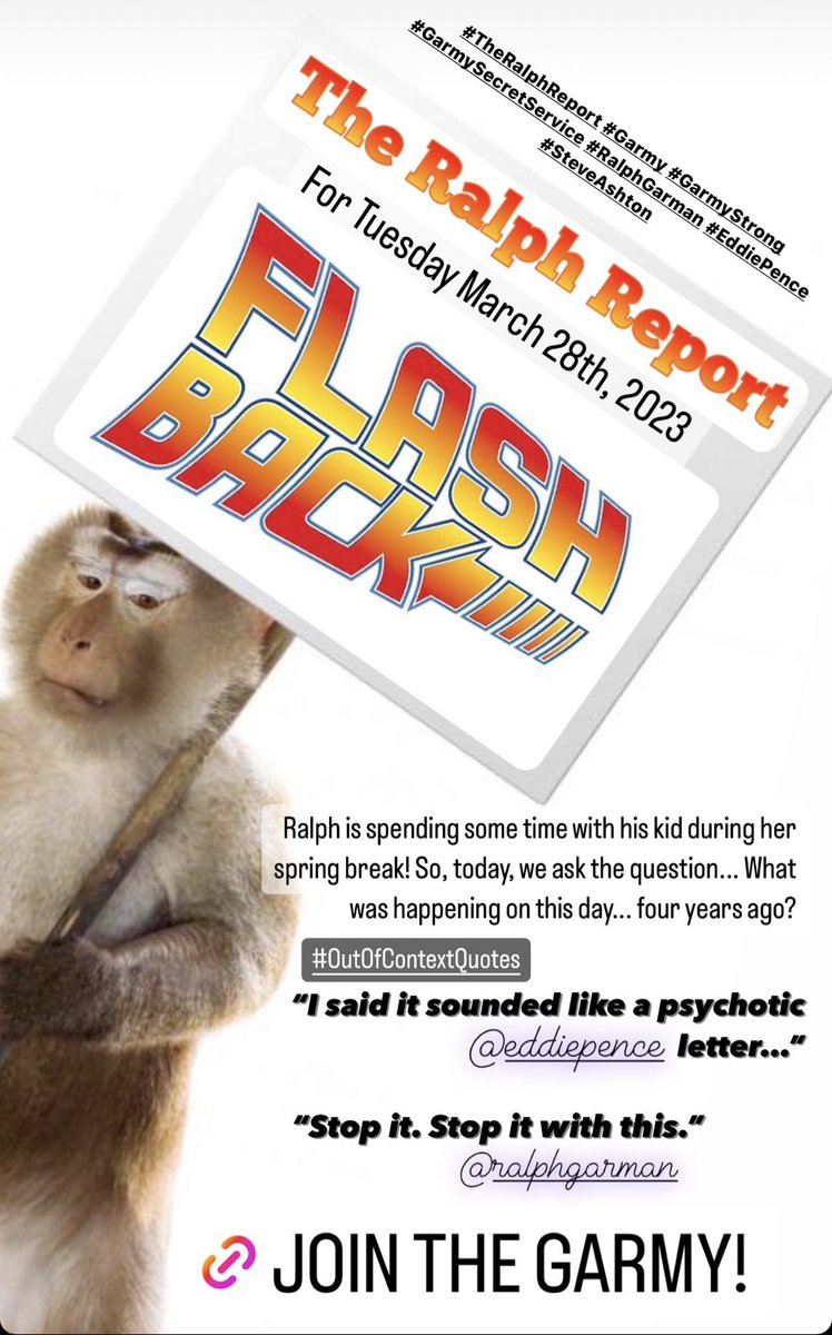 TRRFanPage's tweet photo. Hey #TheRalphReport fans! Don't miss out on a classic episode featuring @RalphGarman and @EddiePence while Ralph is on Spring Break. Tune in to relive the laughs and shenanigans from four years ago! #FlashbackEpisode #Garmy #GarmyStrong https://t.co/MpAbeY9LPY