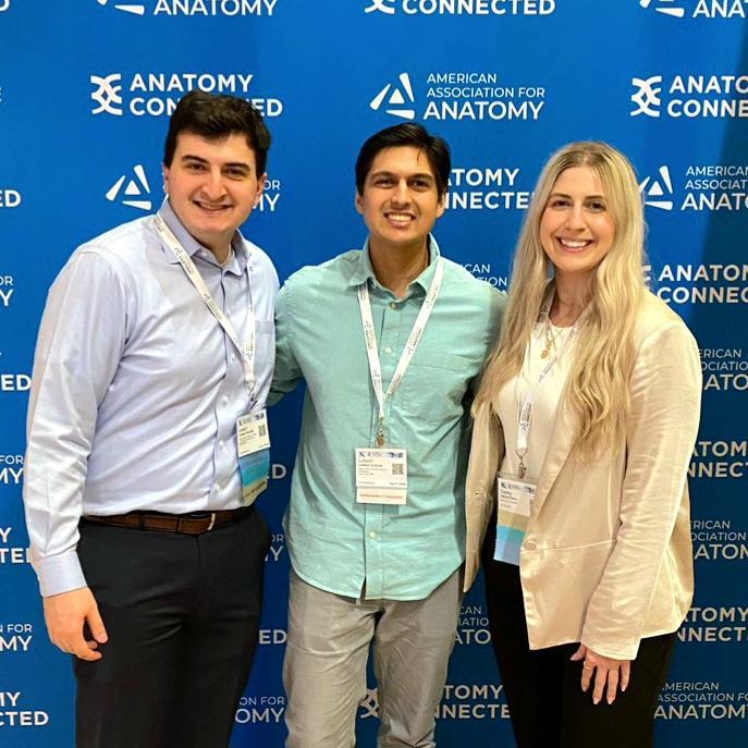 The @AnatomyOrg meetings were a success! @SLU_Anatomy students Joseph Cherullo (left), @lokesh_coomar (center), and Carley Olson (right) presented their research or served on a AAA committee. Great job, all!