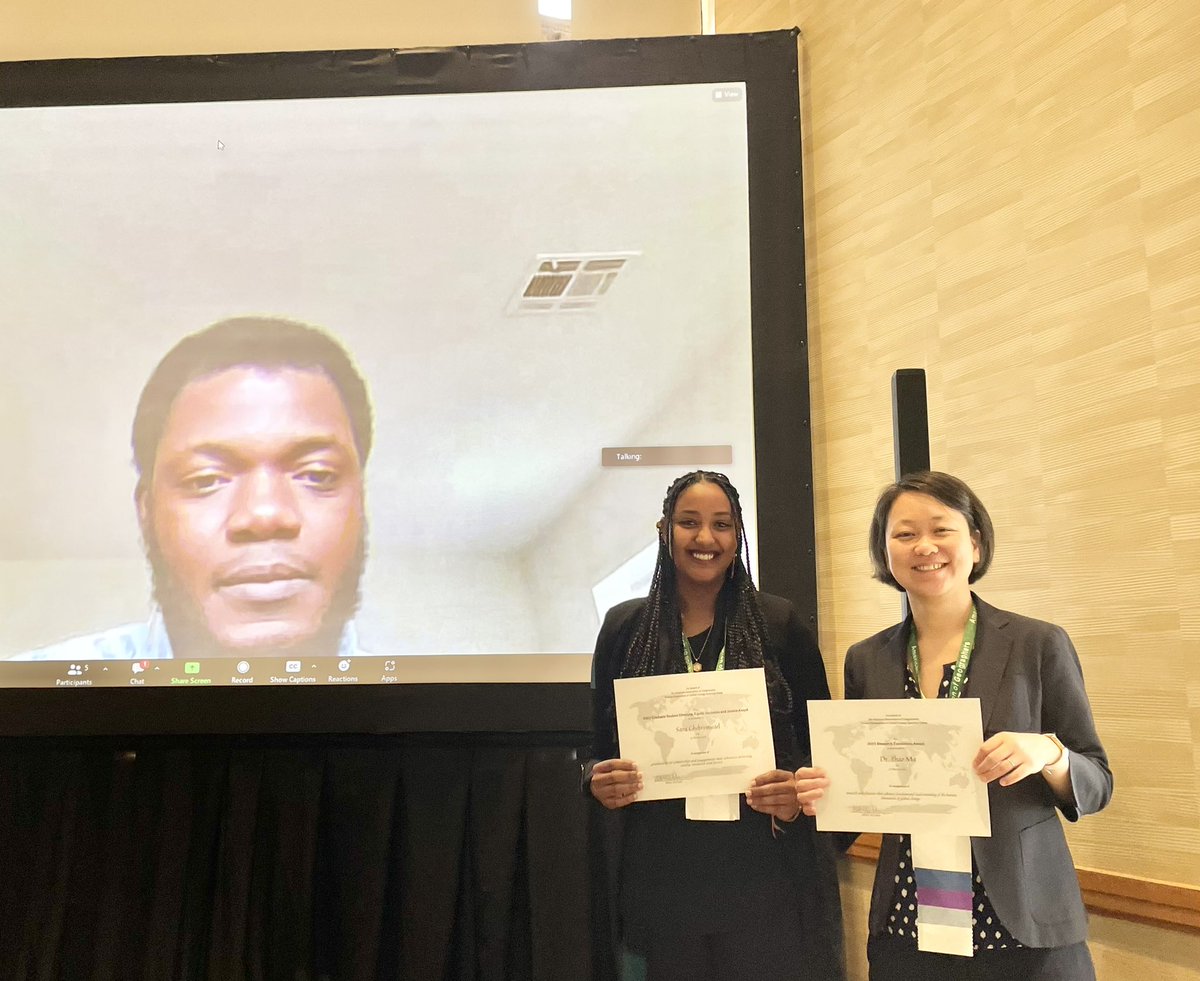 We are still buzzing after a great #AAG2023 with our #HDGC_AAG community! 

We ended on a high note, celebrating this year’s incredible HDGC awardees- thank you @ZhaoMa_HDL, @AnaMZepeda95, Sara Ghebremicael, and @AhouangbenonC for contributing so much to our field!